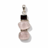 Garnet and Rose Quartz Three-Stone 925 Sterling Silver Pendant