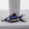PEN-00007 (1) Blue Enamel Articulated Fish Pendant with Multicolor Details