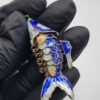 PEN-00007 (2) Blue Enamel Articulated Fish Pendant with Multicolor Details