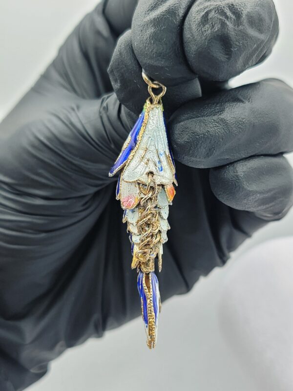 PEN-00007 (3) Blue Enamel Articulated Fish Pendant with Multicolor Details