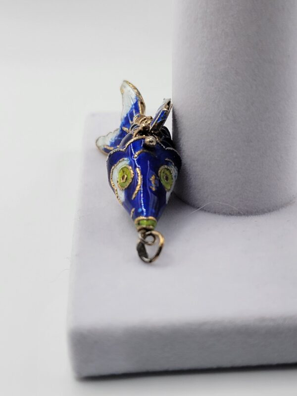 PEN-00007 (5) Blue Enamel Articulated Fish Pendant with Multicolor Details