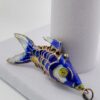 PEN-00007 (6) Vintage Blue Enamel Articulated Fish Pendant 2 Inch