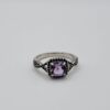 Cushion Amethyst Black Spinel Sterling Silver Ring Size 8