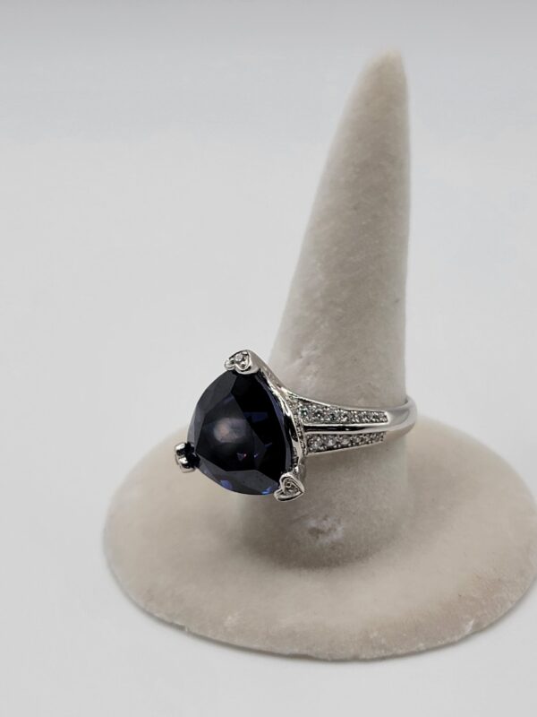 Violet Trillion Cut Sterling Silver Cocktail Ring Size 6