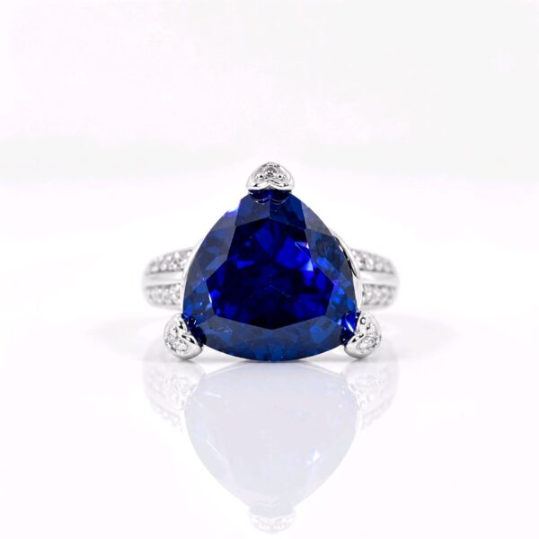 Violet Trillion Cut Sterling Silver Cocktail Ring Size 6