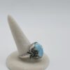 Larimar Cabochon Floral Sterling Silver Ring Size 8.25