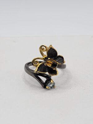 Yellow Tourmaline Topaz Butterfly Sterling Silver Ring Size 5.5