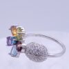 Multicolor Gemstone Flower Sterling Silver Ring Size 6.5