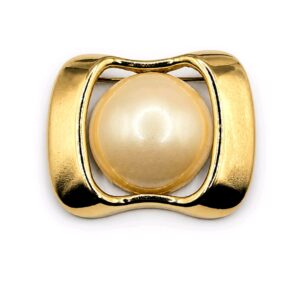 Vintage Ginnie Johansen Gold Tone Faux Pearl Brooch
