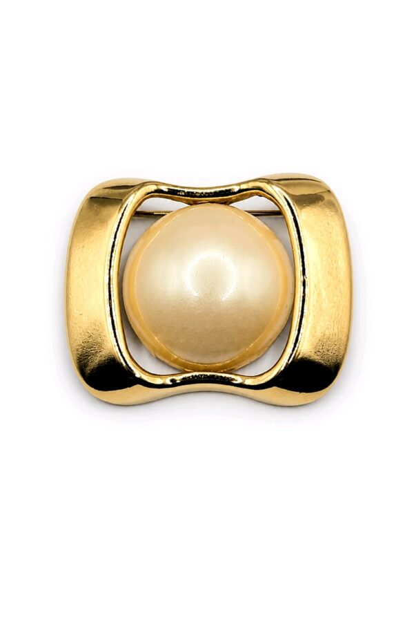 BRO-00037-web Ginnie Johansen Faux Pearl Geometric Gold-Tone Brooch
