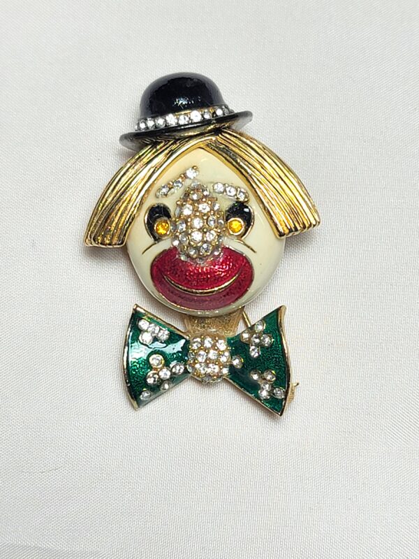 Vintage Ciner Coco the Clown Rhinestone Brooch