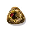 Hogan-Bolas Abstract Gold-Tone Triangle Brooch with Red Accent