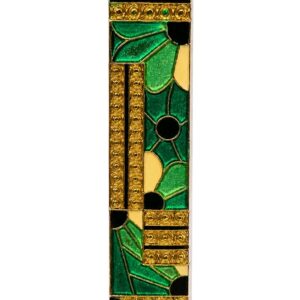Art Deco Revival Green Enamel Geometric Bar Brooch