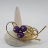 BRO-00044 (1) (10) Vintage 1950s Cannetille Filigree Floral Brooch with Purple Satin Beads