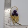 BRO-00044 (1) (4) Vintage 1950s Cannetille Filigree Floral Brooch with Purple Satin Beads
