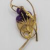 BRO-00044 (1) (9) Vintage 1950s Cannetille Filigree Floral Brooch with Purple Satin Beads