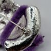 Red Hat Lady Portrait Brooch with Purple Scarf and Faulty Clasp
