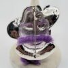 Red Hat Lady Portrait Brooch with Purple Scarf and Faulty Clasp