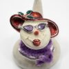 Red Hat Lady Portrait Brooch with Purple Scarf and Faulty Clasp