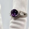 Amethyst Clear Accent Sterling Silver Ring Size 6.25