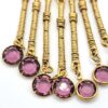 Goldette Purple Glass Triangle Brooch with Seven Fringe Drops