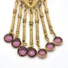 Goldette Purple Glass Triangle Brooch with Seven Fringe Drops