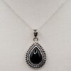 nec-00010 925 Sterling Silver Black Teardrop Pendant Necklace Thailand