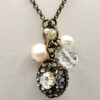 Sorrelli Rhinestone Locket Necklace Pearls Bead Charms