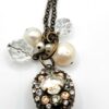 Sorrelli Rhinestone Locket Necklace Pearls Bead Charms