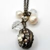 Sorrelli Rhinestone Locket Necklace Pearls Bead Charms