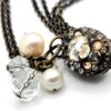 Sorrelli Rhinestone Locket Necklace Pearls Bead Charms