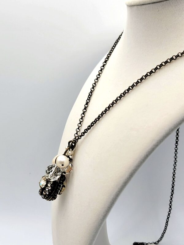 Sorrelli Rhinestone Locket Necklace Pearls Bead Charms