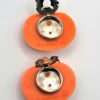 VTG '93 Hallmark HMK CDS Smiling Pumpkin Jack-O'-Lantern Metal Button Clips Pair