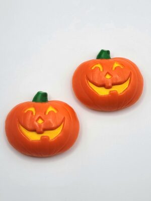 VTG '93 Hallmark HMK CDS Smiling Pumpkin Jack-O'-Lantern Metal Button Clips Pair
