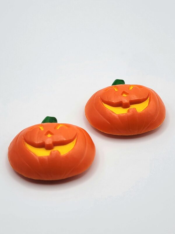VTG '93 Hallmark HMK CDS Smiling Pumpkin Jack-O'-Lantern Metal Button Clips Pair