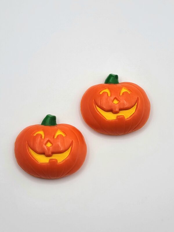 VTG '93 Hallmark HMK CDS Smiling Pumpkin Jack-O'-Lantern Metal Button Clips Pair