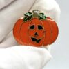 VTG 1980-1990s Enamel Jack-O'-Lantern Pumpkin Button Covers (Set of 4)