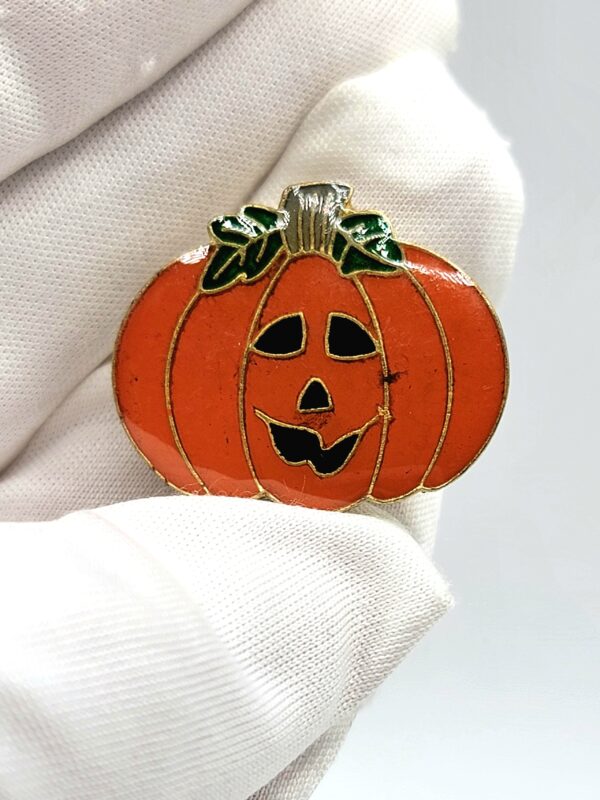 VTG 1980-1990s Enamel Jack-O'-Lantern Pumpkin Button Covers (Set of 4)