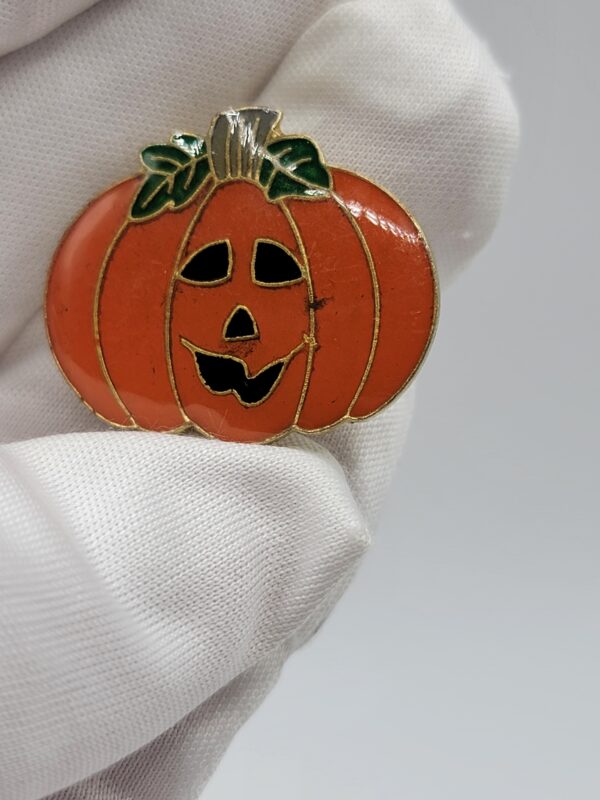 VTG 1980-1990s Enamel Jack-O'-Lantern Pumpkin Button Covers (Set of 4)