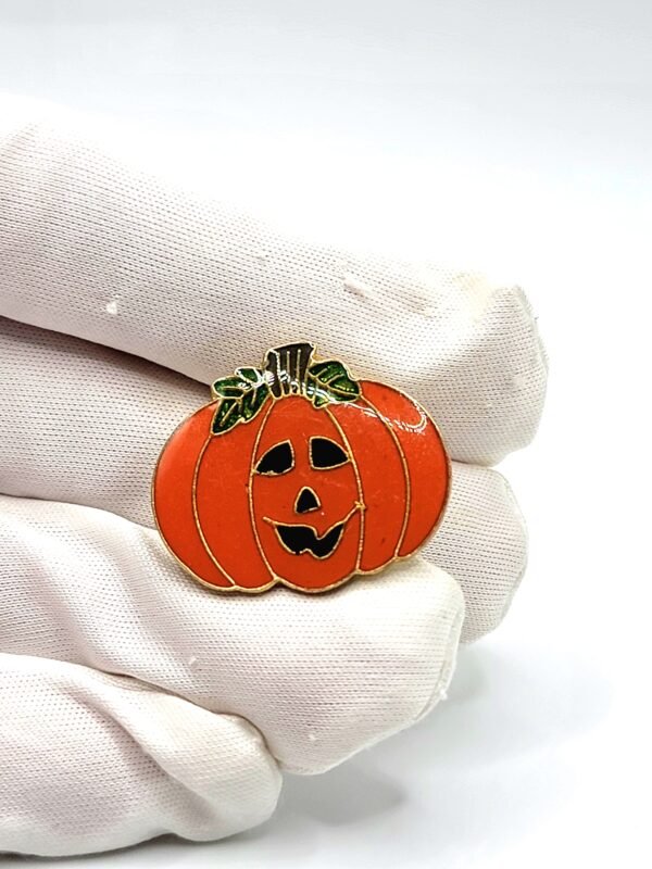 VTG 1980-1990s Enamel Jack-O'-Lantern Pumpkin Button Covers (Set of 4)
