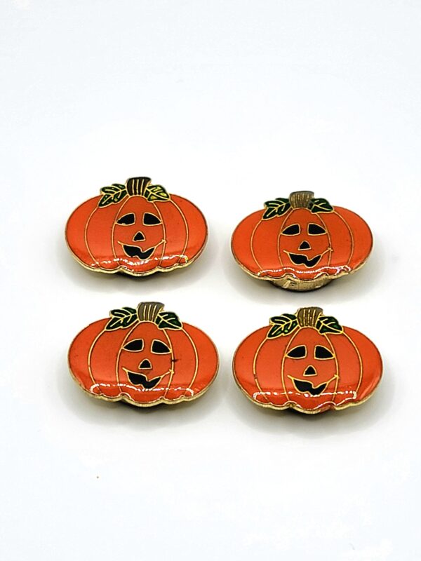 VTG 1980-1990s Enamel Jack-O'-Lantern Pumpkin Button Covers (Set of 4)