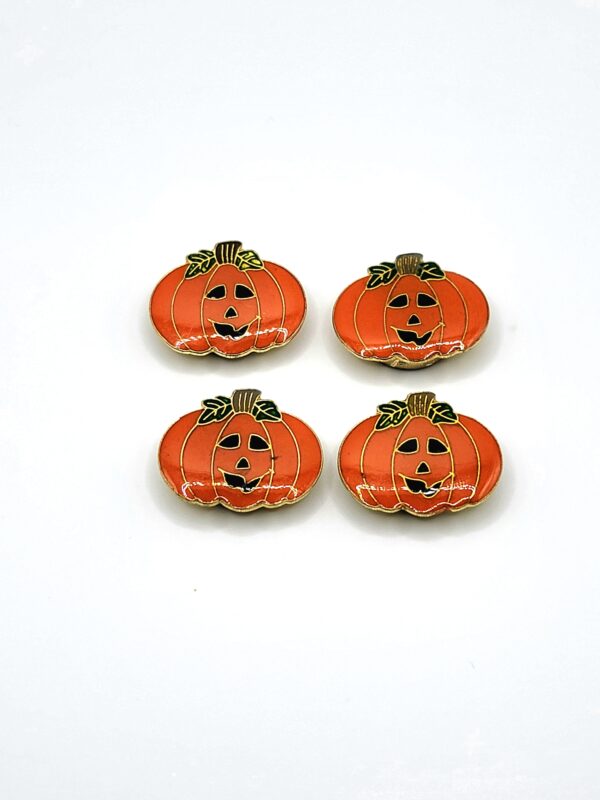 VTG 1980-1990s Enamel Jack-O'-Lantern Pumpkin Button Covers (Set of 4)