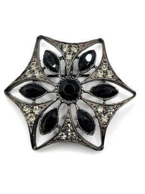 BRO-00047 (1) Robert Rose Black Glass Star Brooch Pendant