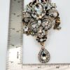 Vintage Style Antique Gold Rhinestone & Aurora Borealis Dangle Brooch Pin