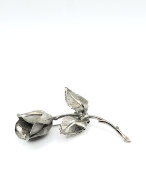 Giovanni Silver-Tone Sculpted Rosebud Brooch