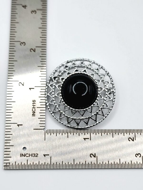 Sarah Coventry Jet Set Black Cabochon Silver-Tone Brooch