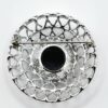 Sarah Coventry Jet Set Black Cabochon Silver-Tone Brooch