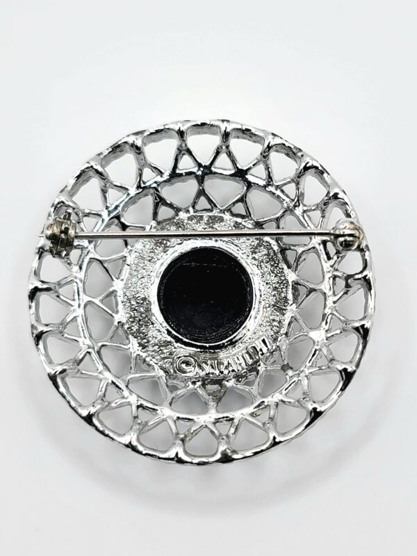 Sarah Coventry Jet Set Black Cabochon Silver-Tone Brooch