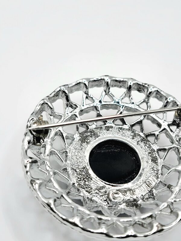 Sarah Coventry Jet Set Black Cabochon Silver-Tone Brooch