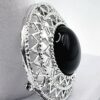 Sarah Coventry Jet Set Black Cabochon Silver-Tone Brooch